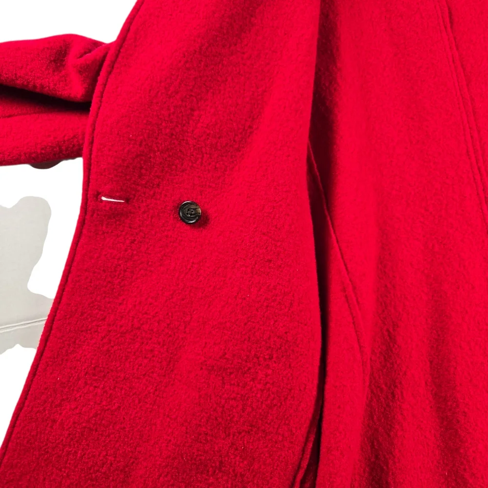J.Crew Daphne Italian Boiled‎ Wool Red Double Breasted Unlined Coat Women Size 6